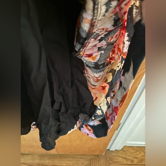 Anthropologie Black and Pink Floral sweetheart neckline Maxi Dress L - Picture 9 of 16